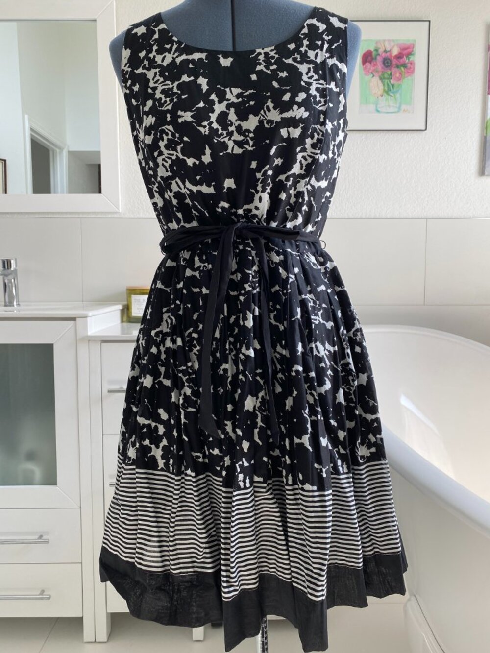 Taylor Black & White Sleeveless Fit & Flare Dress Modcloth Size 8